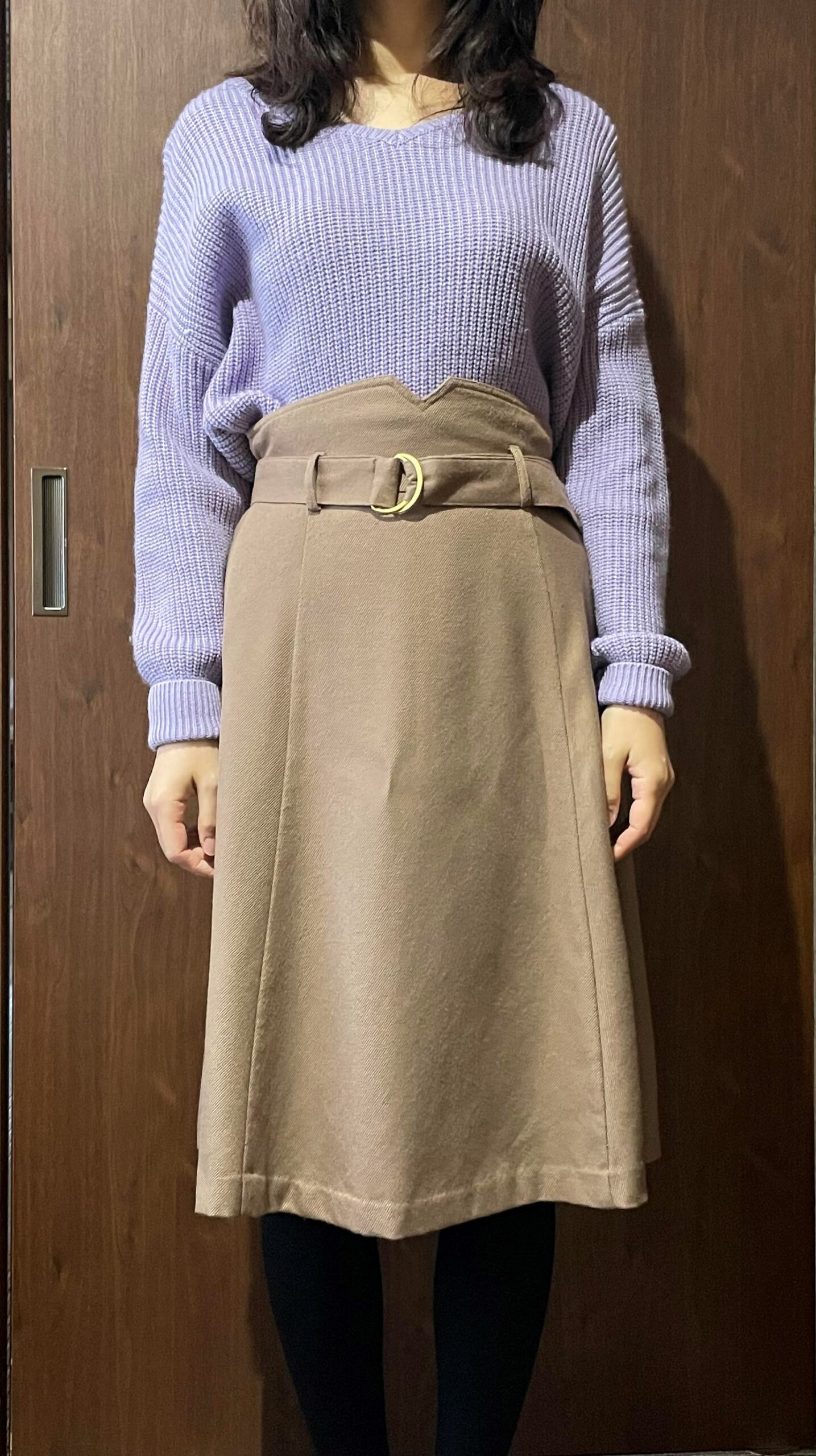 紫×ベージュスカート　イン　